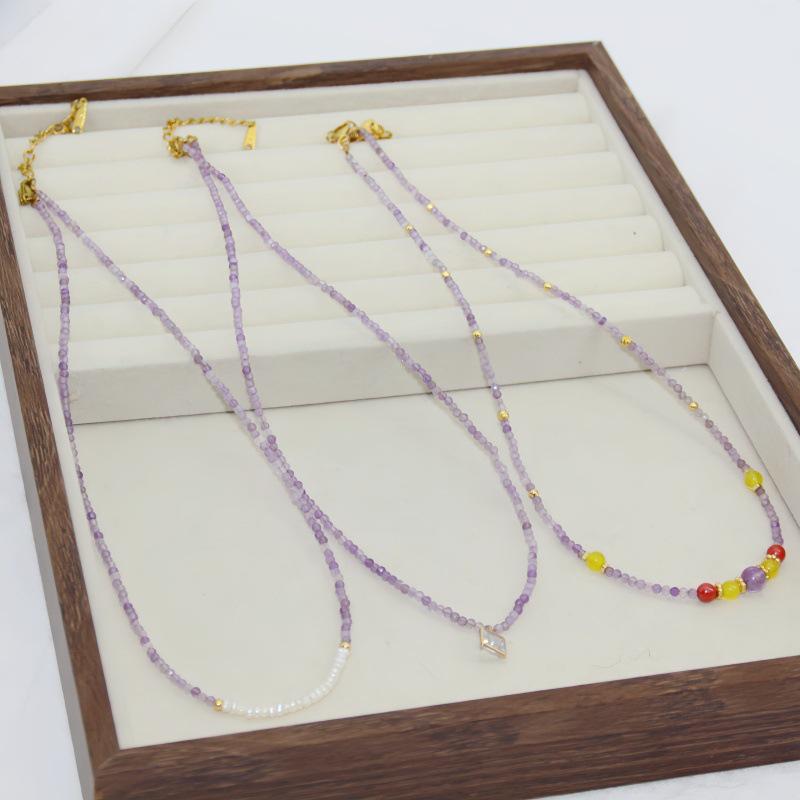 Vintage Amethyst Handmade Beaded Clavicle Necklace - Niche Design, Versatile Elegance