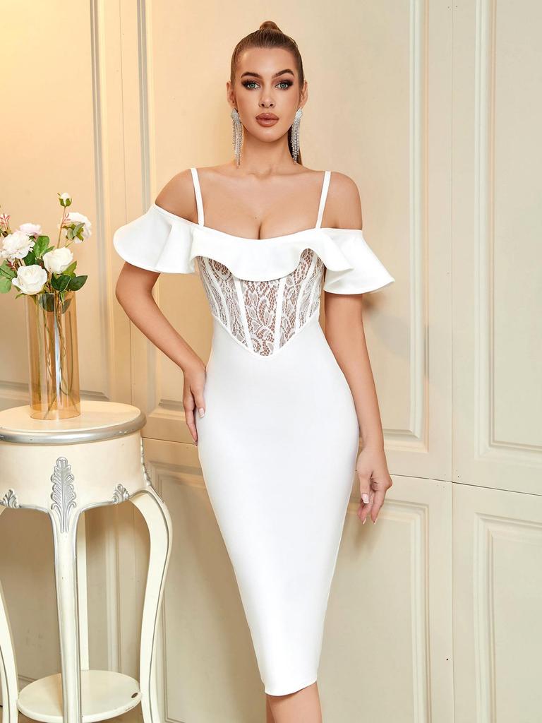 Women's One-Shoulder Slim Fit High Waist Solid Color Dress