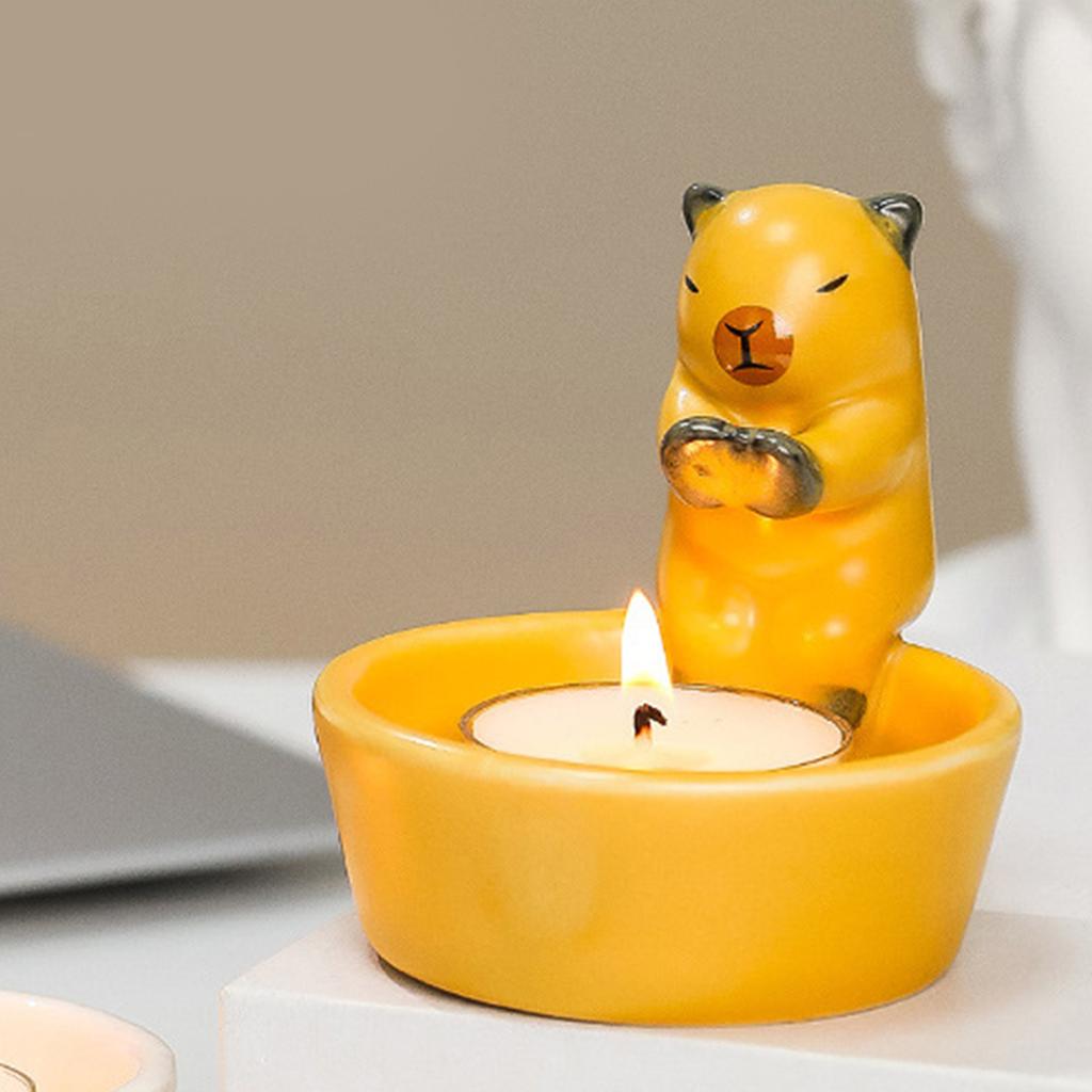 Capybara Figurine Candle Holder Ceramics Animal Warming Paws Tealight Holder Home Decoration for Animal Enthusiasts Gift