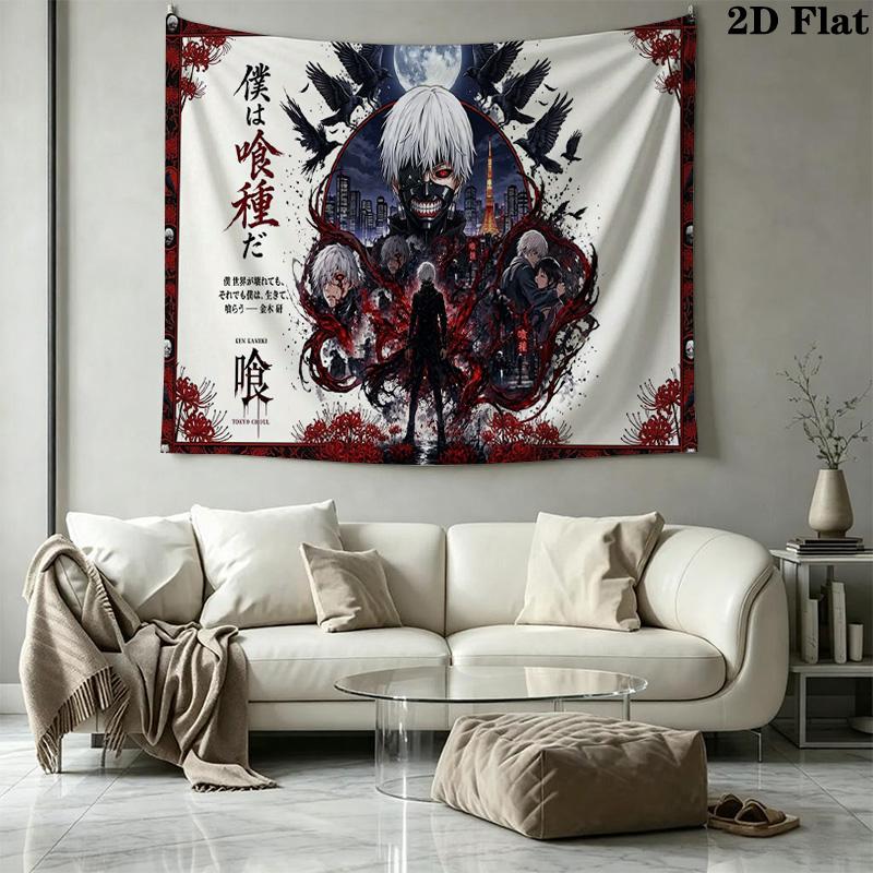 Ken kaneki anime Wall Tapestry Aesthetic Wall Hanging Printed Fabric Blanket Decorative Tapestries for Bedroom Living Room Home Decor