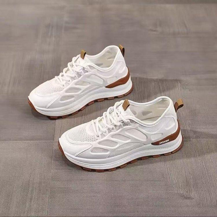 Summer Women's Shoes Dad Shoes Women's Breathable Mesh Shoes Shoes with Wide-leg Pants, Thick-soled Little White Shoes, Sports Shoes Tide