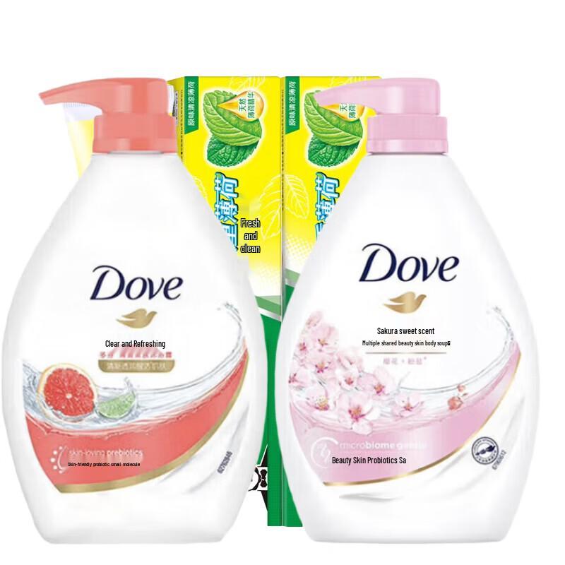 Набор для семьи: зубная паста Hawley Double Mint и гель для душа Dove