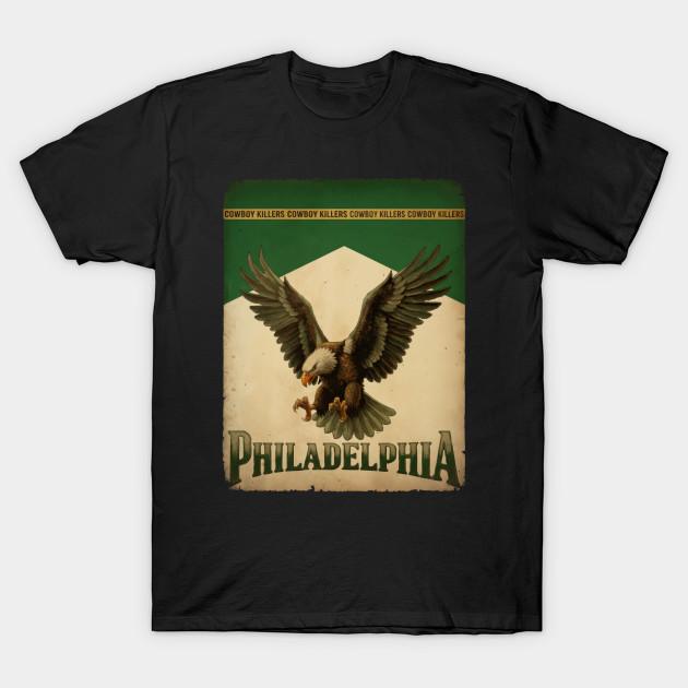

Men Black Print T-shirt Philly Football Cowboy Killers Cigarette Parody No-Cut Transfer Paper Print Cotton Tshirt L чорний