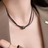 Vintage Leather Necklace Featuring Natural Tigers Eye Stone Adjustable Length Necklace Alloy Texture Present for Women