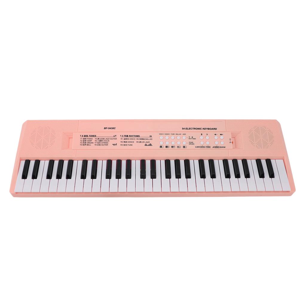 54 Key Keyboard Piano Smoothly Plastic Keyboard Piano Portable Dual Power Supply System Electric Piano Keyboard with Microphone for Kids