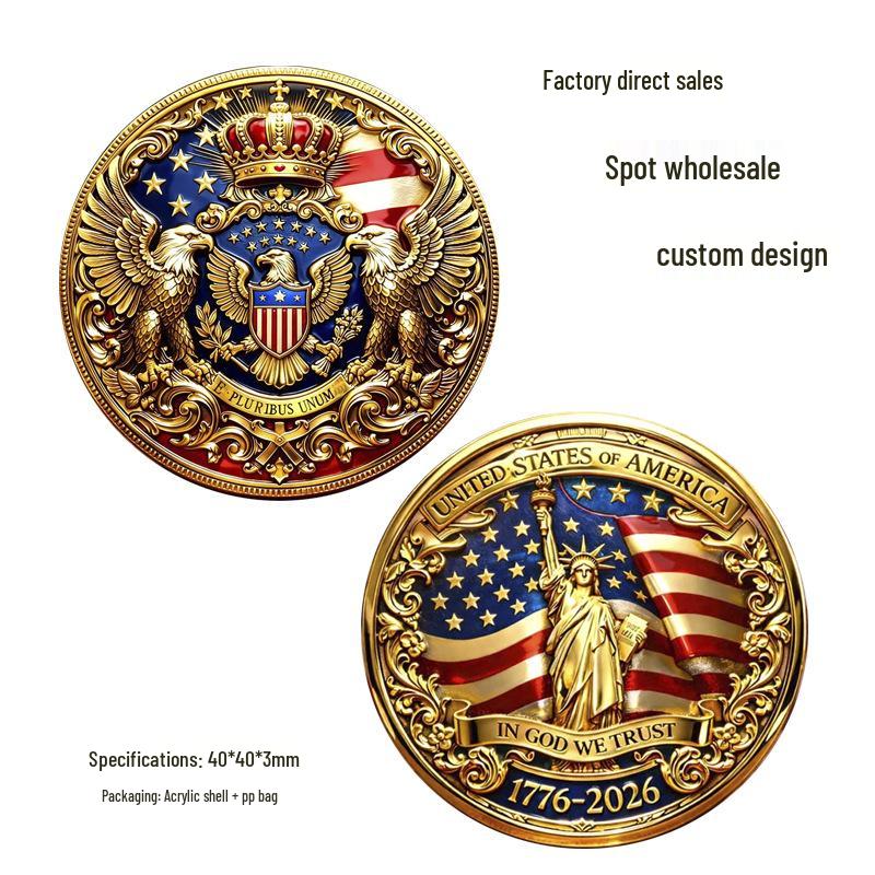 2026 Statue of Liberty 250th Anniversary Coin - International Commemorative Edition 40*40*3mm золотой