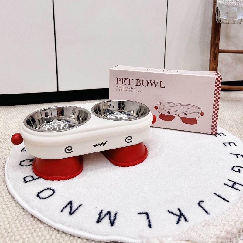 Haustier Hoher Fußnapf Nackenschutz Katze Hund Futter- und Wassernapf Hochbeinig Anti-Rutsch und Anti-Edelstahl Haustiernapf