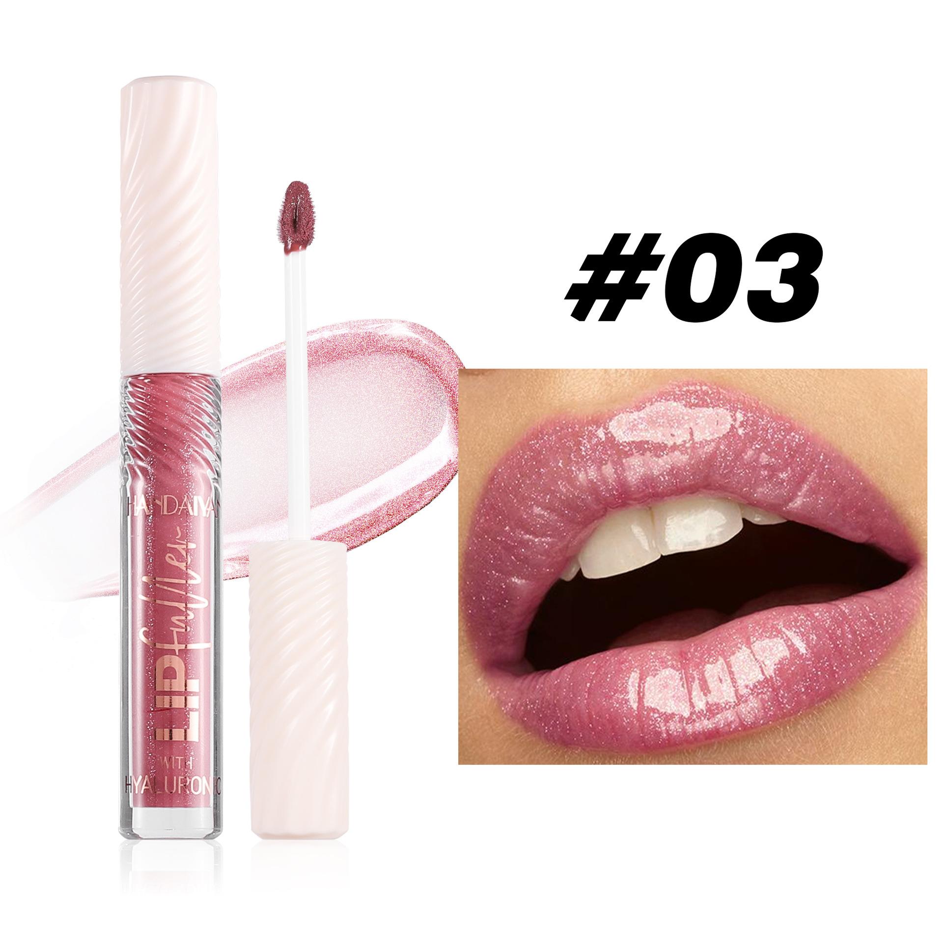 

Зеркальная глазурь для губ с гиалуроновой кислотой, прозрачная увлажняющая, увлажняющая, с тонким блеском, жемчужный блеск для губ, высокопигментированная губная помада 3#