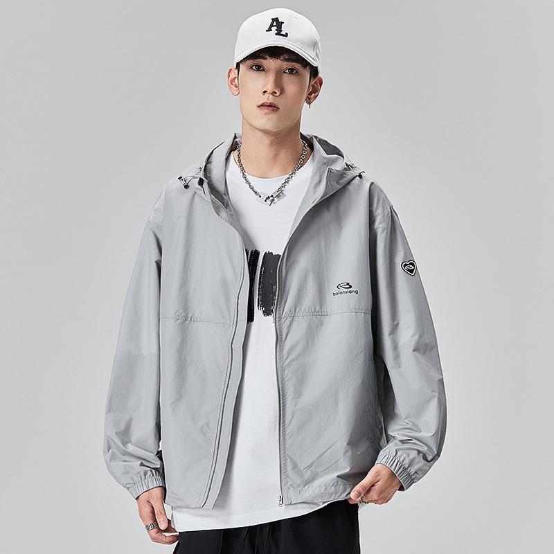 

GURBAKS Мужская куртка с капюшоном для защиты от солнца UPF50+ из ледяного шелка для улицы Medium