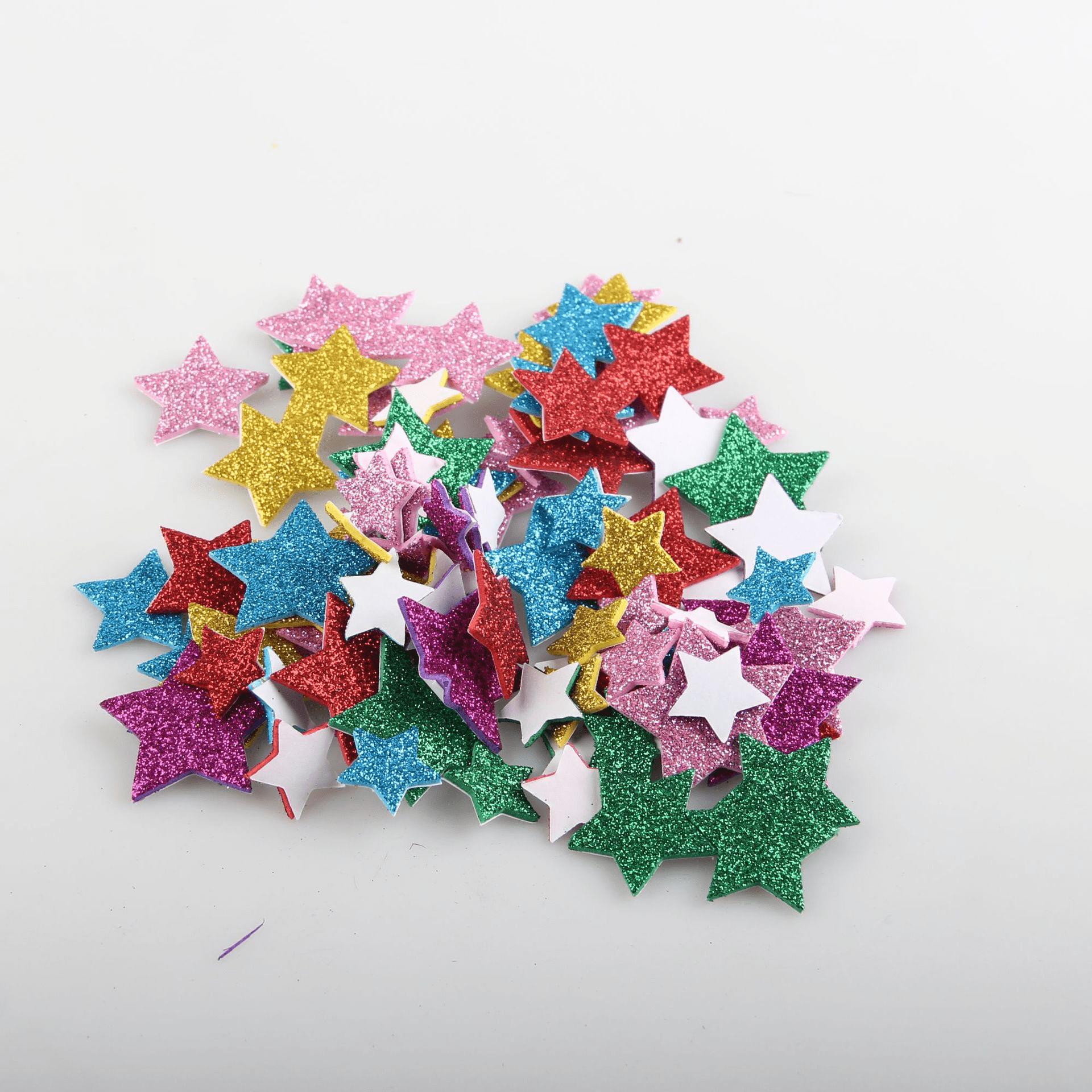 

90 шт. Блестящие наклейки-звездочки, Самоклеящиеся ПВХ наклейки, Мерцающие одноразовые формы звездочек, с блестящей отделкой для искусства и ремесел, изготовления открыток, домашнего декора