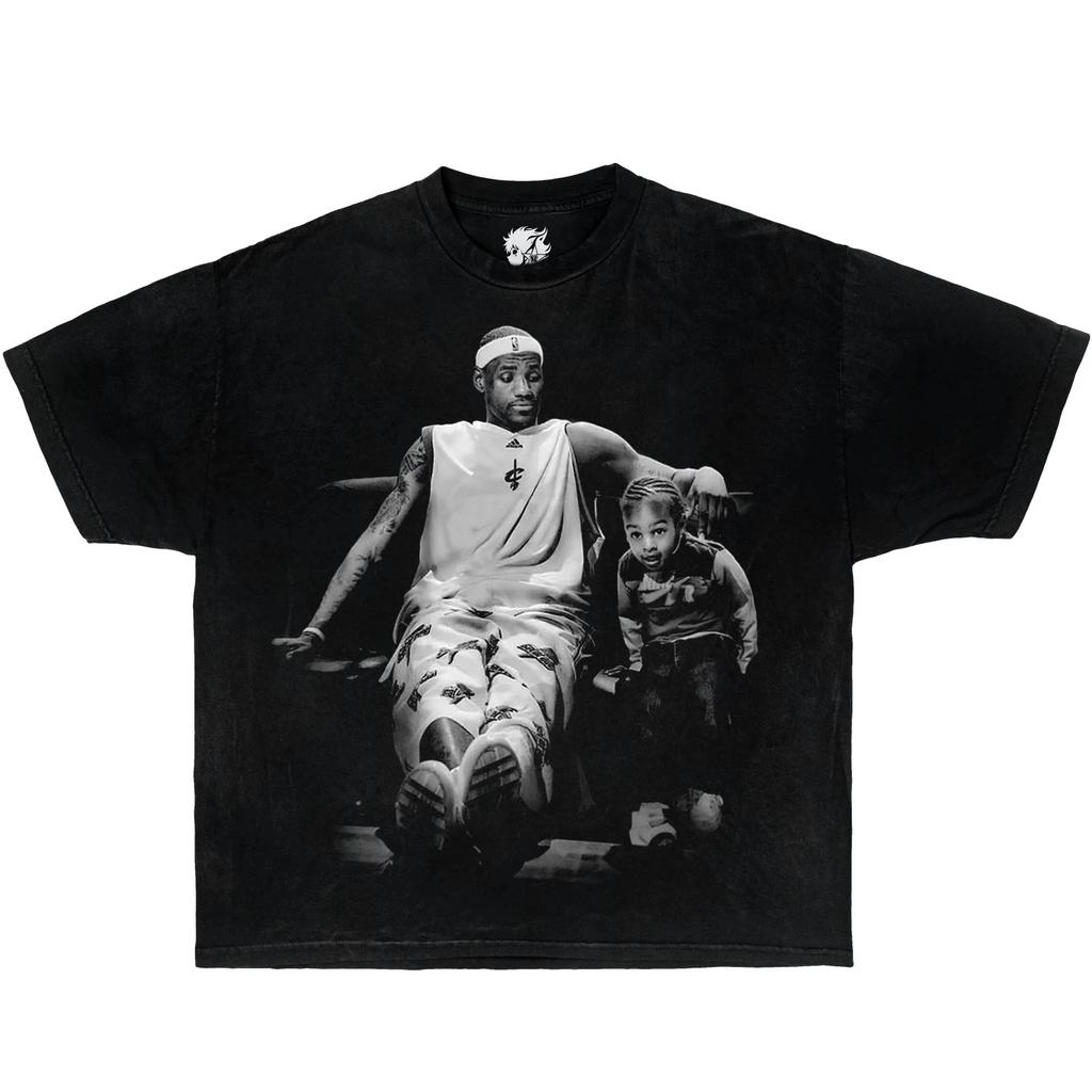 Lebron & Bronny Vintage Boxy Tee Shirt Oversized T-shirt Streetwear Y2k