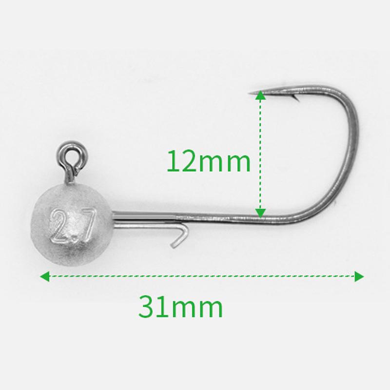 5Pcs Jig Heads Fishing Hook Long Shank Round Ball High Carbon Steel Long For Soft Lure Worm Accessorie