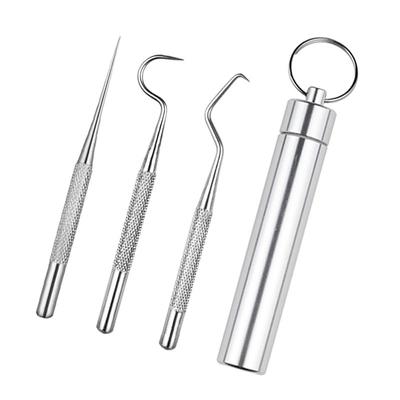 8 STÜCKE Tragbare Edelstahl-Zahnstocher Taschenset Wiederverwendbare Metall-Zahnstocher