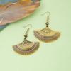 Women's Retro Plaid Zinc Alloy Fan-shaped Earrings In Ethnic Style