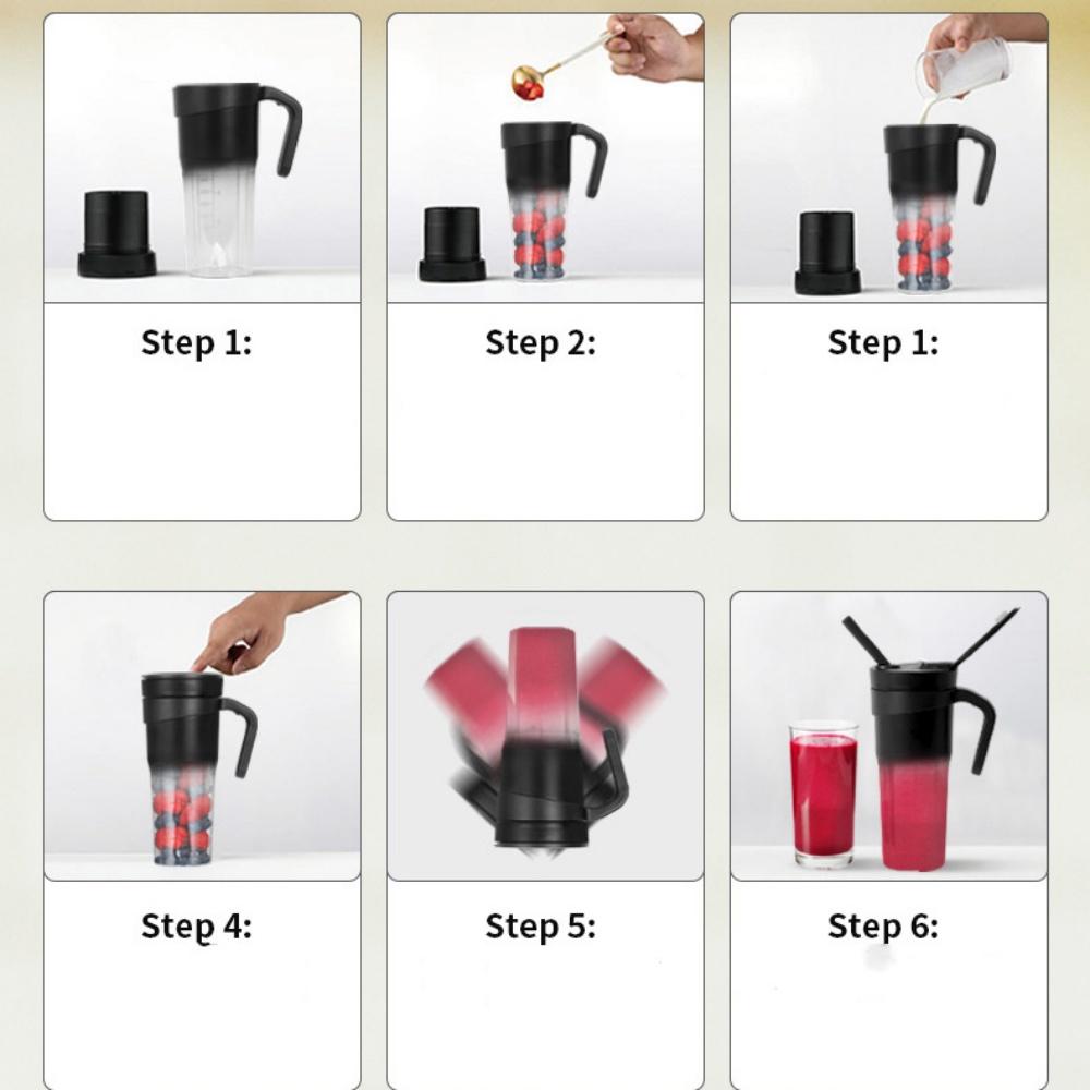 Portable Blender Personal USB Rechargeable Juice Cup for Smoothie Fruit Mixer Bottle With Scale And Straw for Travel Gym Home