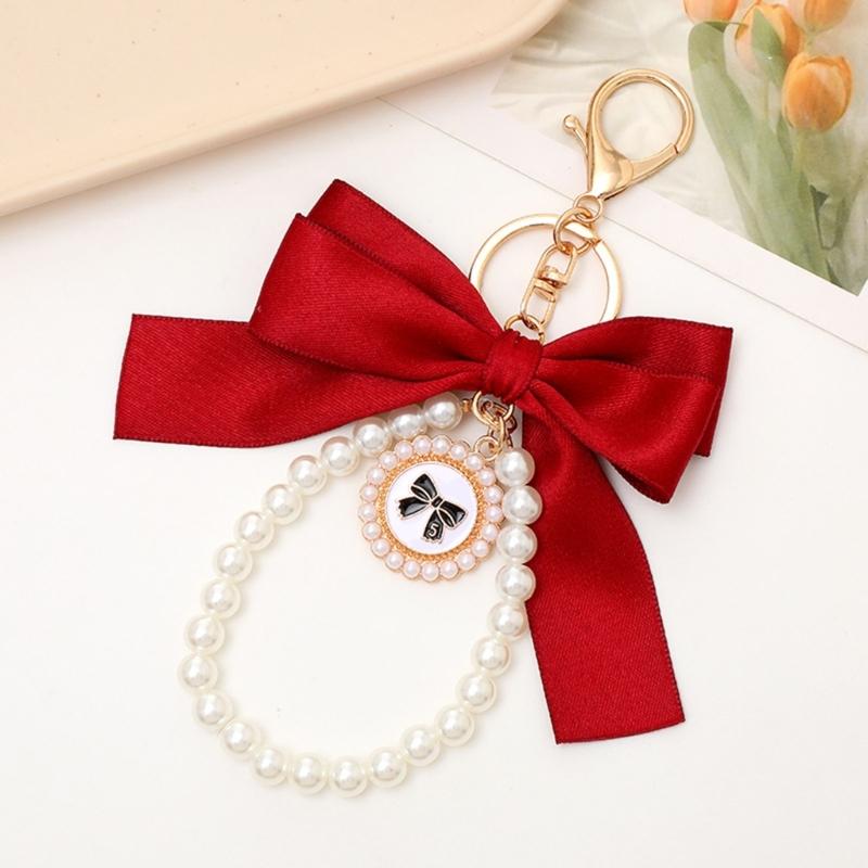 Cute Pearls Butterfly Bows Hanging Ornament For Bags Stylish Black Accessory Bag Charm Pendant Enhancing Your Look