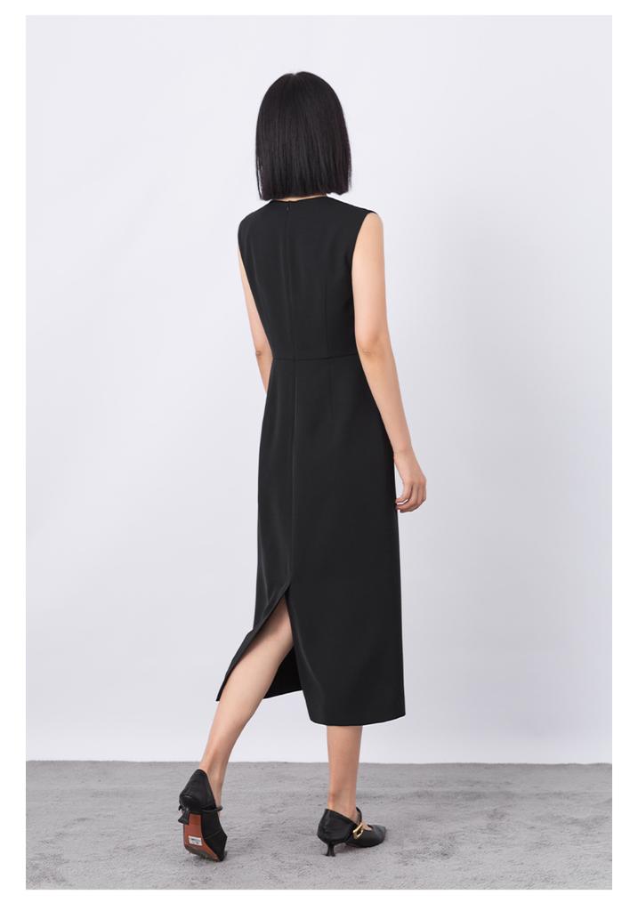 Ditu V-neck French Sexy Waist Slimming Casual Fashion Temperament Elegant Sleeveless Dress