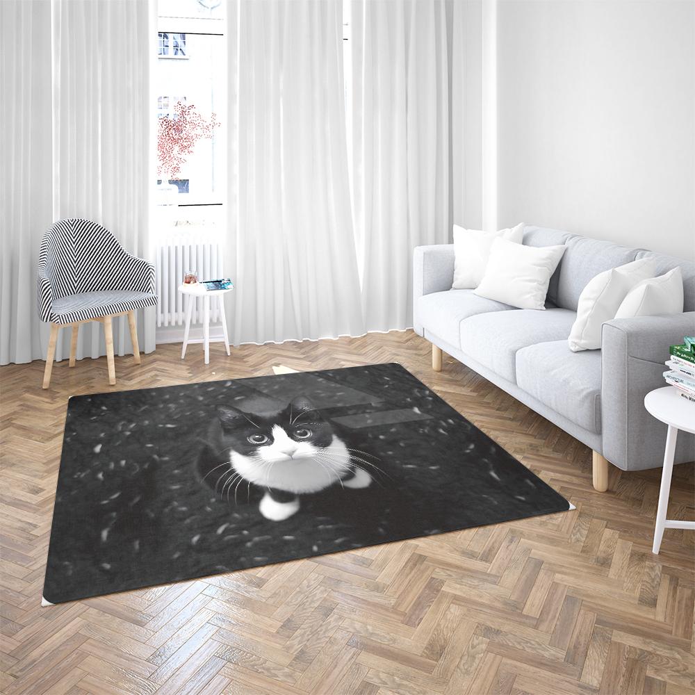 Black and White Cat Carpet Soft Non-Slip Living Room Bedroom Floor Mat Large Area Rug Easy To Clean 3D Carpets Home Decoration