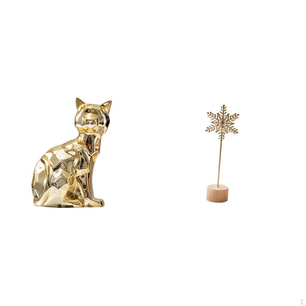 Cat Statue Decorative Figurine Animal Sculpture Art Craft Ornament for Fireplace Table Party Home