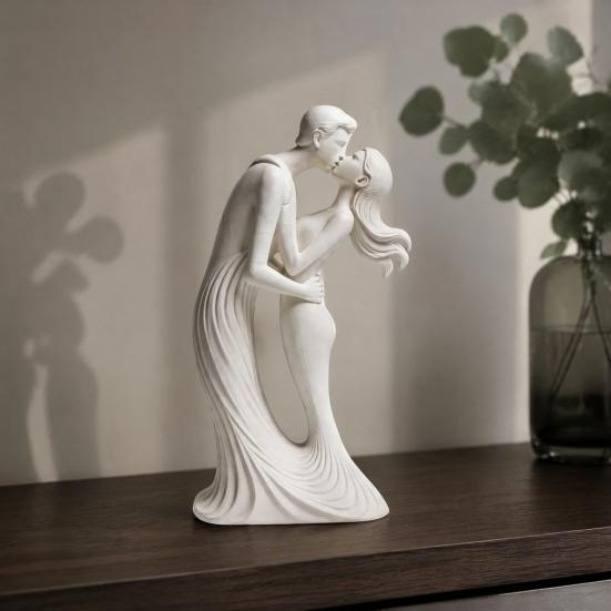Hochzeitstag Geschenk für Paar 3D Gedrucktes Kuss-Ornament, Moderne Minimalistische Liebesstatue, Abstrakte Figur Romantische Skulptur Zuhause Wohnzimmer