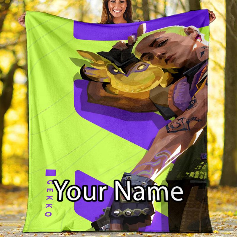 Custom Name Valorant Theme Printed Blanket - Perfect for Couch, Bed, Travel & Outdoor Use | Machine Washable, Cozy & Durable.