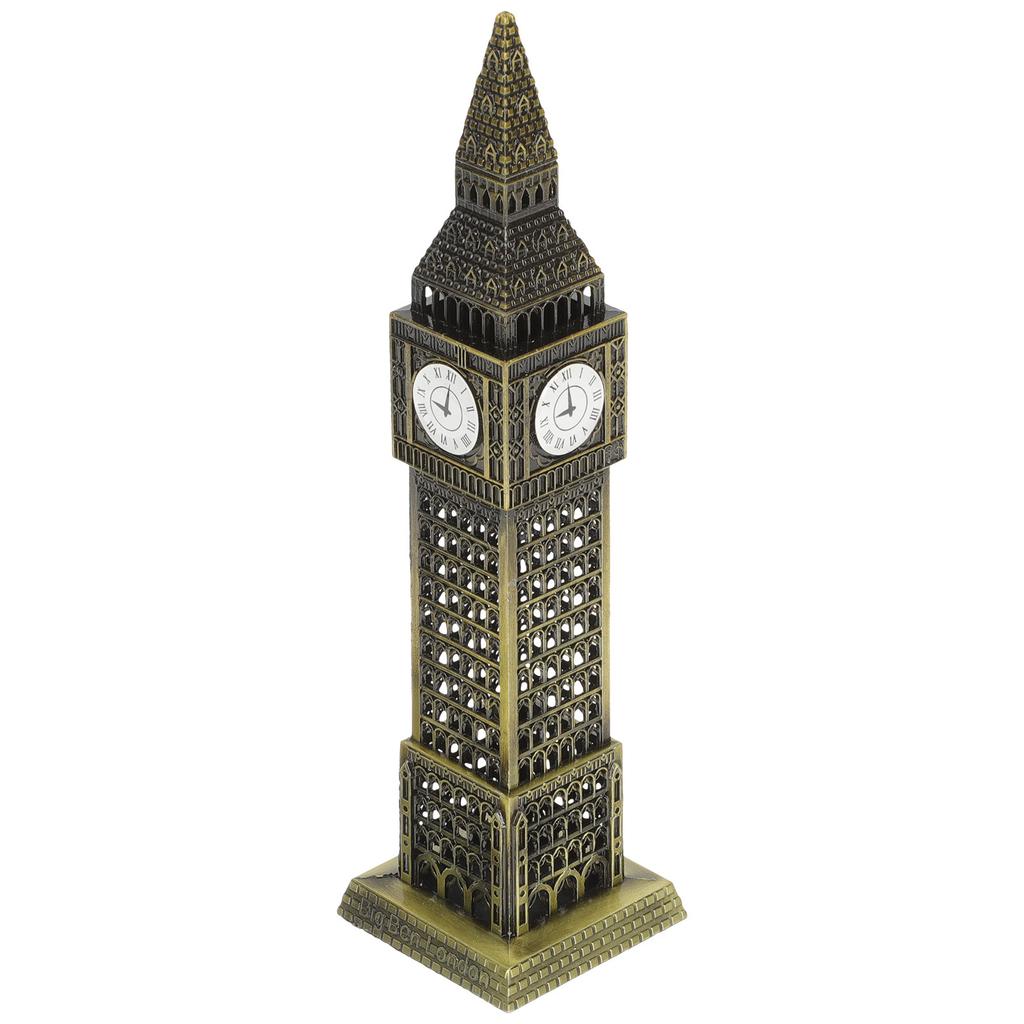England Architecture Metal Sculpture Classic Stylized Ornament Home Decoration Desktop Decor Alloy Building Sculpture Vintage