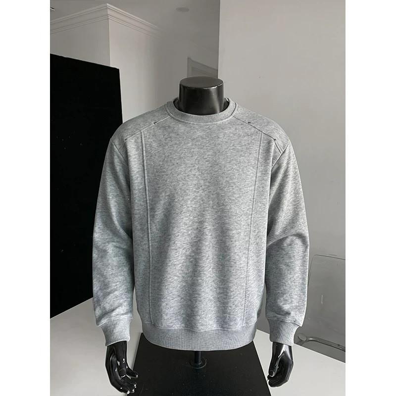 Mens Black Rivet Sweatshirt Casual Loose Fit Round Neck Pullover Teens Daily Wear
