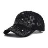 Shiny Rhinestone Lace Flower Baseball Cap Hollow Out Breathable Adjustable Ladies Spring Summer Hats