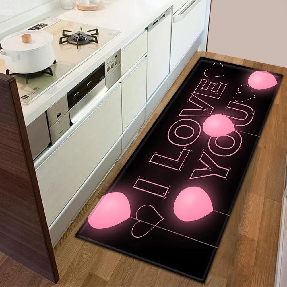 Romantisches Liebesmuster Hausküche Bodenmatte Türdekoration Bodenmatte