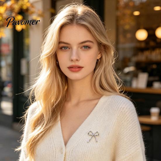 Bowknot Shape Pin Hollow Bow Alloy Brooch Pin, Golden Silver Plated Lapel Clothing Decoration Sweater Cardigan Coat Suits Accessories, Jewelry