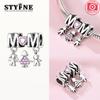 Charm-Perlen Anhänger Plata Eltern und Kinder halten Hände, Herz-Perlen Anhänger Kompatibel mit Authentischen Armbändern Charm-Perlen Anhänger für Damen Schmuck M
