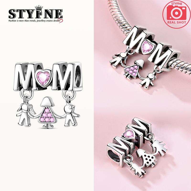 

Charms Plata Parents And Children Hold Hands, Heart Beads Fit Original Bracelets Charms For Women Jewelry Making Gifts