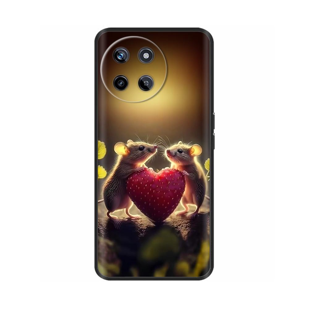 Für Realme 11 4G Hülle Silikon Weich Marmor Blume Schwarzer Stoßfänger Fundas Coque Für OPPO Realme 11 4G 6.43" realme11 Bemalte Abdeckungen