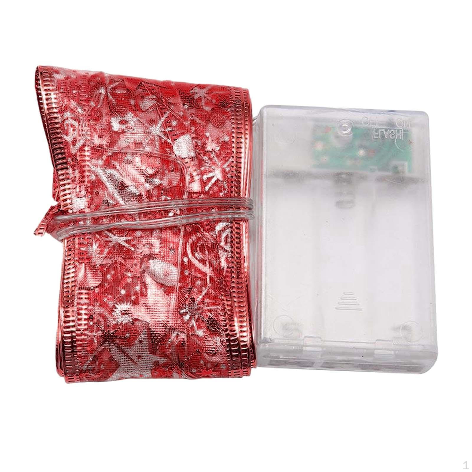 

Рождественские гирлянды из лент, гирлянды для елки, рождественские украшения, самодельные банты для праздника 1m 10 light red