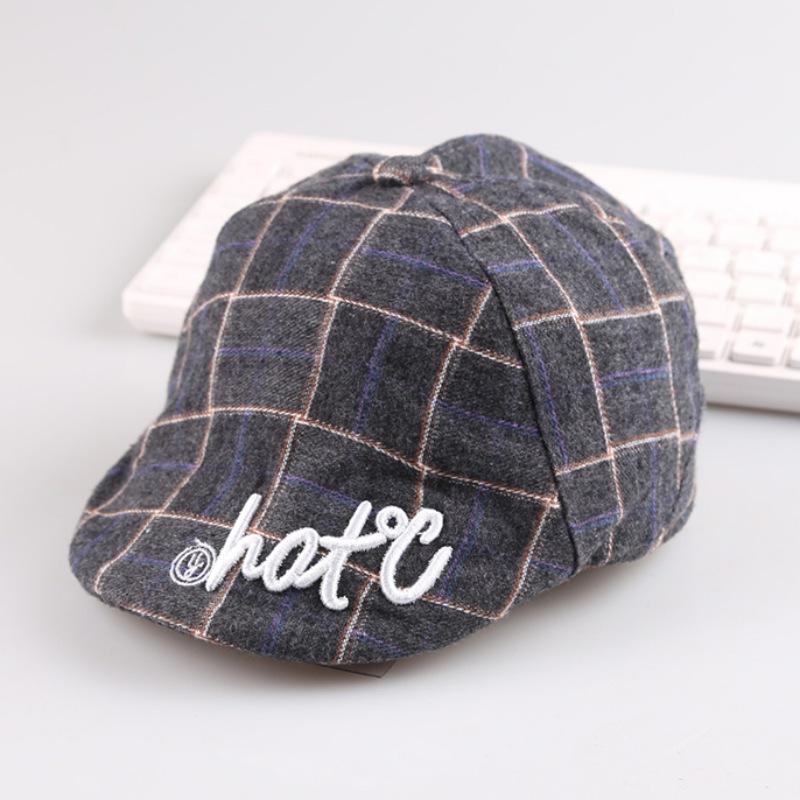 Autumn Fashion Baby  Hats Plaid Design Retro Children Toddler Beret Cap