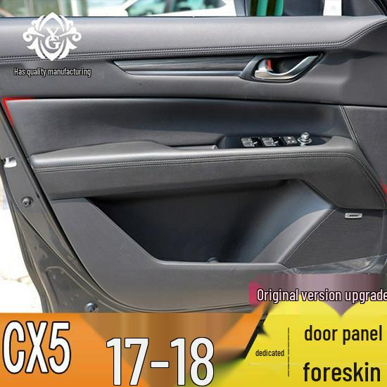 

Mazda CX-5 17-18 Leather Door Panel Wrap & Armrest Cover Black Leather, Black Stitching [4 pieces]