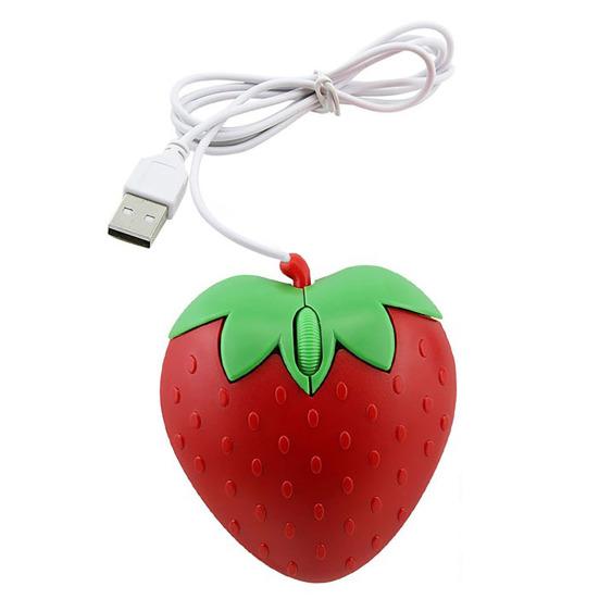 

Cute Strawberry Mouse Grip Plug-Play USB Ergonomics Cozy Wired Mouse Computer Accessories Mute