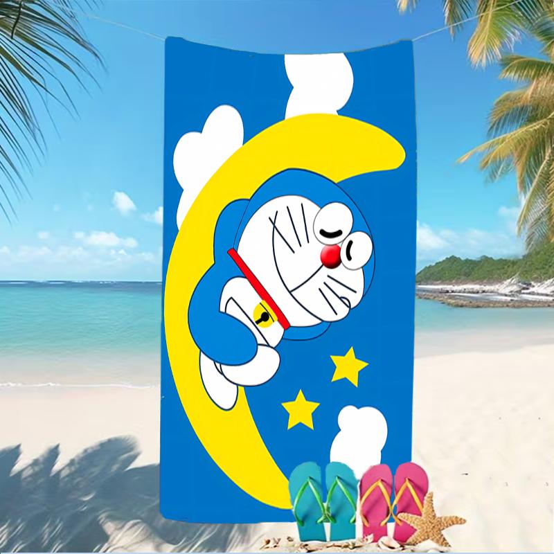 Beach Towel with Doraemon Pattern - Soft,absorbent,machine Washable Lightweight&Modern,swimming,Travel Essentials