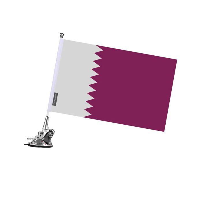 Drapeau - Qatar - 27 x 35 cm - Mât à Ventouse - Polyester - Impression recto/verso