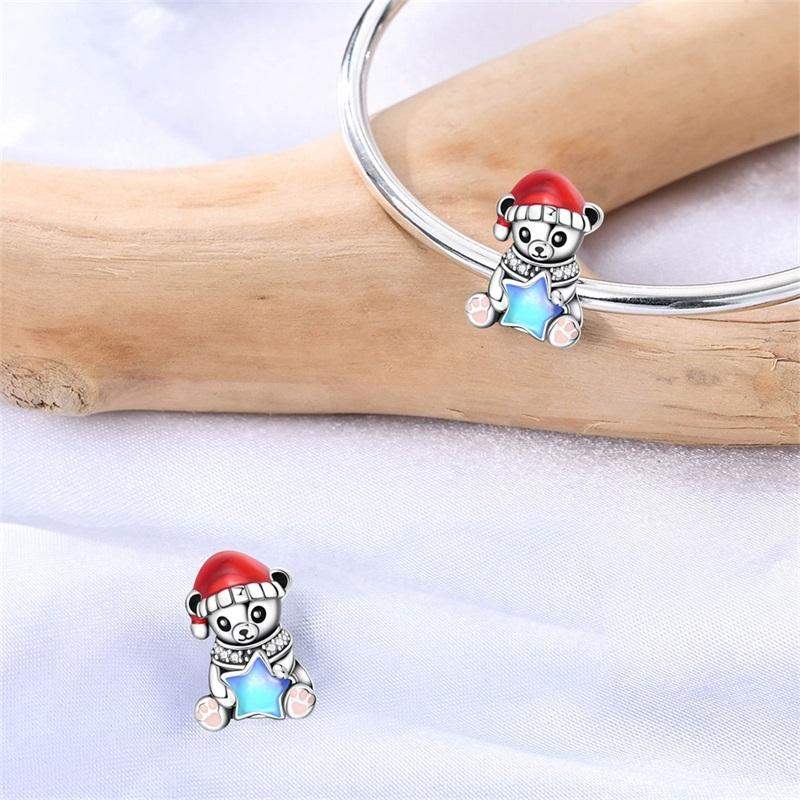 New Winter Charms Bead Copper Snowflake Snowman Penguin Deer Dangle Fit Bangle Bracelet Necklace Diy Jewelry