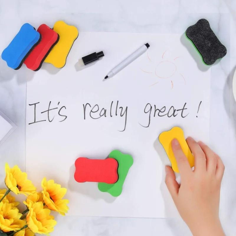 3pcs Magnetic Dry Erase Erasers White Board Erasers Drywipe Marker Cleaner School Office Supplies