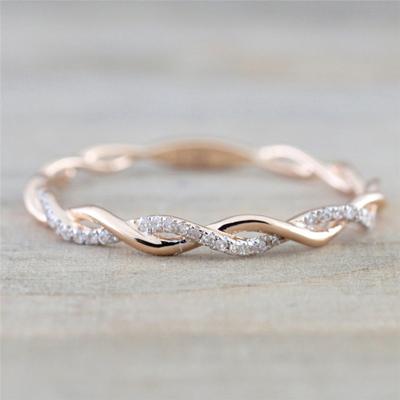 1pc Mode Twisted Rope Einfacher Ring Zirkon Künstlicher Diamantring