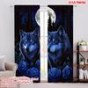 2pcs,2D Plane Printing Popular Curtain Panels Lunar Wolves(1) Durable Polyester (without Rod) Decorations For Home Perfect for