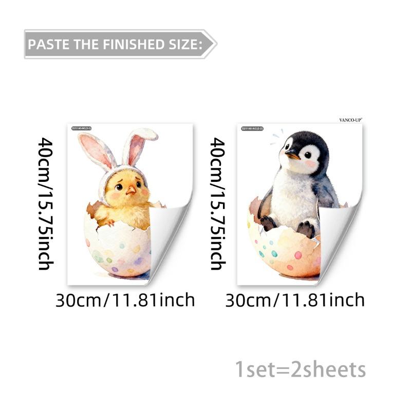 New Easter Flower Rabbit Sticker Self-Adhesive Waterproof Wall Stickers PVC Removable Wall Decal Window Decoration