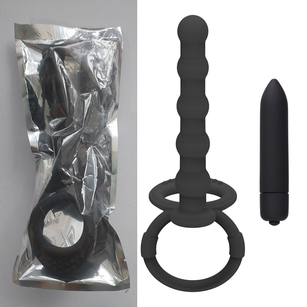 Silicone Anal Expansion for Men and Women Back Court Masturbation Device Double Ring Pull Beads Horseshoe Ring Butt Plug Adult Sex Product