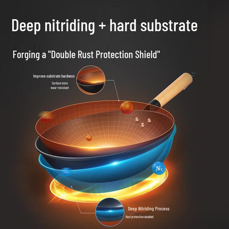 Chu Da Huang Shang Hua 3-Piece Non-Stick Wok Set