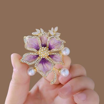 Purple Lilac Flower Delicate Brooches For Women Clothing Coat Banquet Accessories Gifts