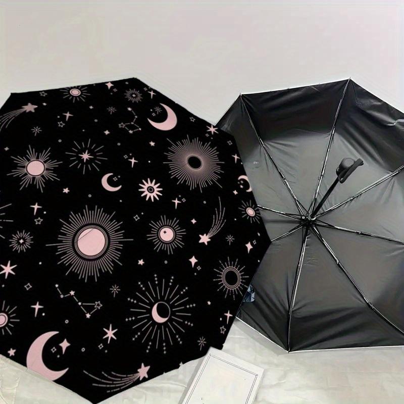 1PC MoonStars Pattern Design Umbrella,Compact Umbrella, All Season, Travel, One Touch Auto Open and Close,Christmas Gift
