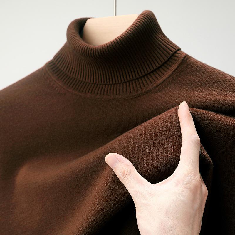 Herren Wollpullover mit hohem Kragen - Lässig, Unifarben, Strickware für Herbst/Winter
