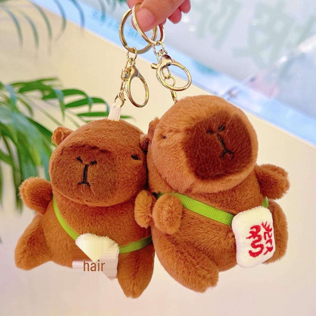 Viral Capybara Backpack Charm: Plush Toy Keychain and Pendant